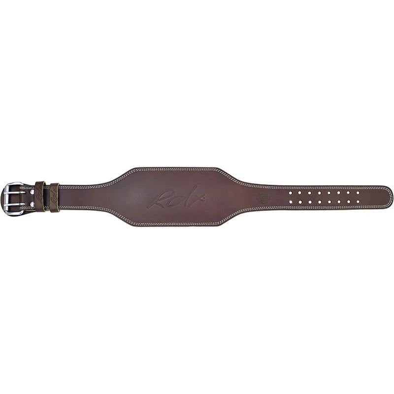 RDX 6 Inch Leather Brown Weightlifting Belt